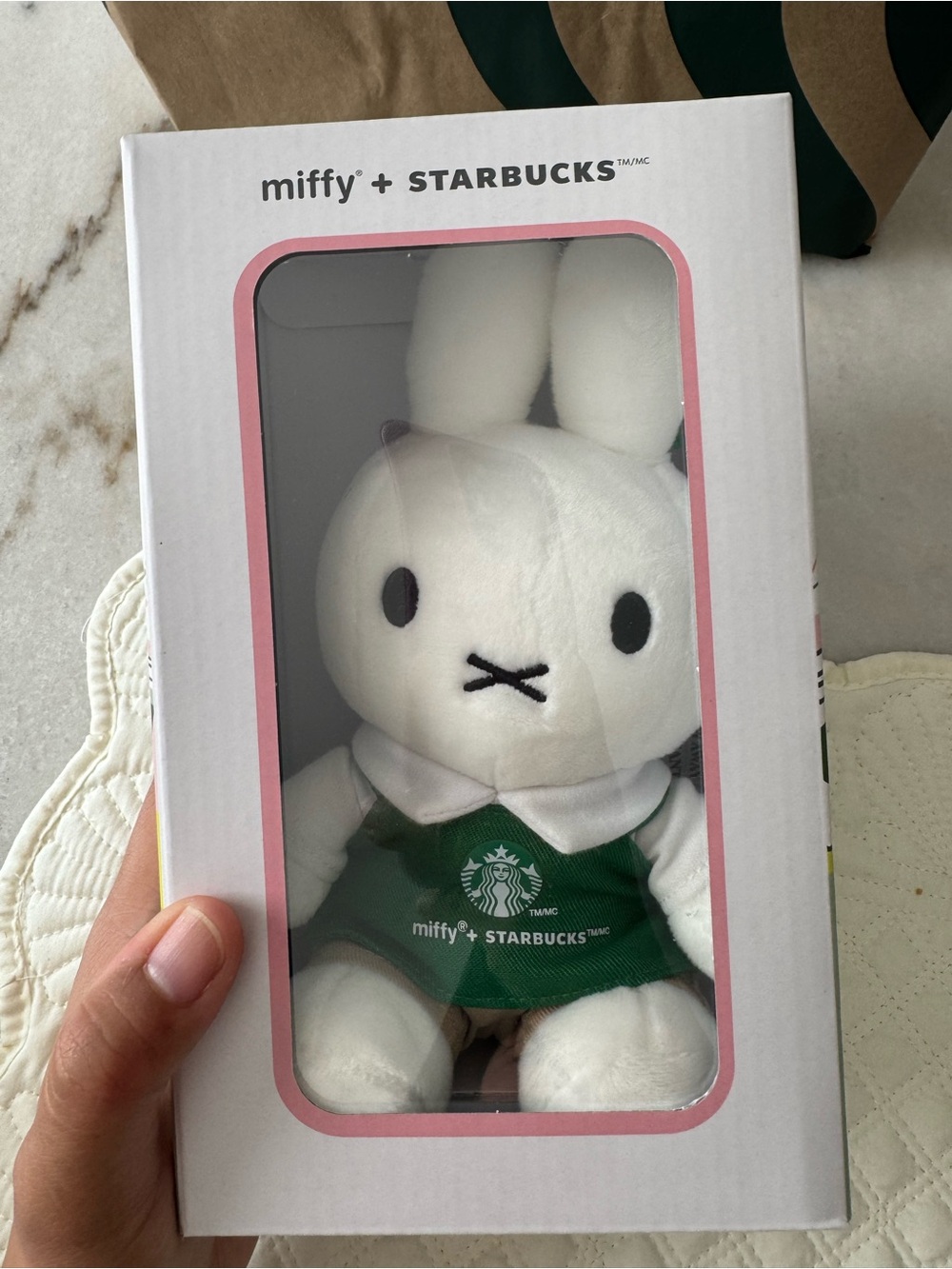 Starbucks White Miffy Plush with Green Apron